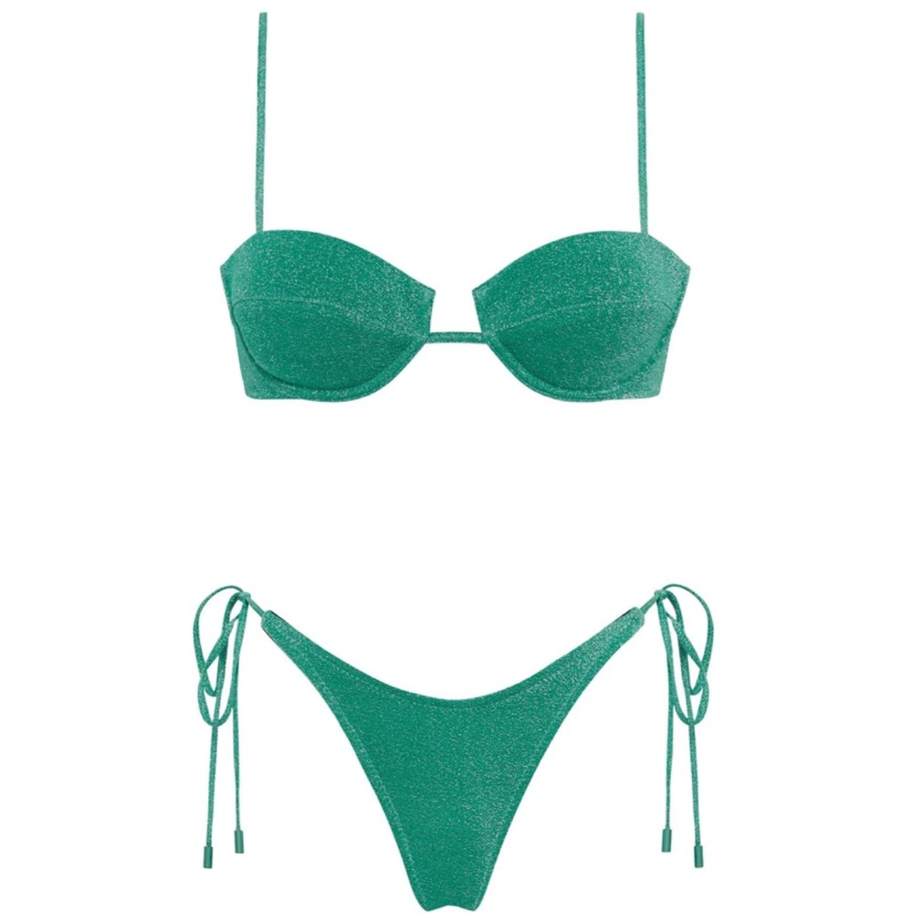 TRIANGL Mala Bikini in Jaded Sparkle. XS Top, S Bottom